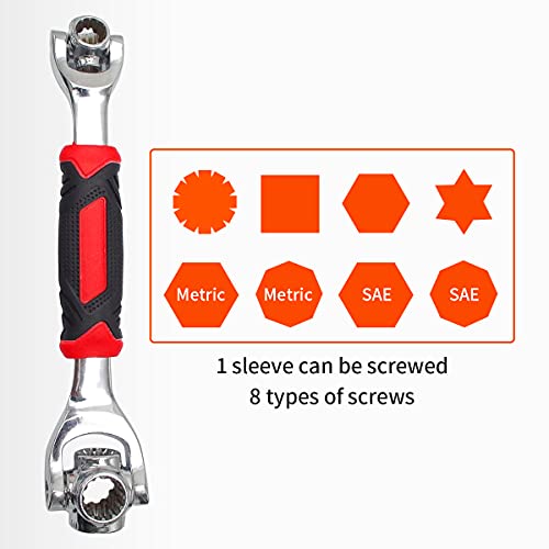 Nifogo Vency Tiger wrench 48 in 1 Swivel Head Multi Tool Spanne Tools Socket Works with Spline Bolts Multifunction PassTorx 360 Degree 6-Point Universal Furniture Car Repair, Hex end (black) - Image 2