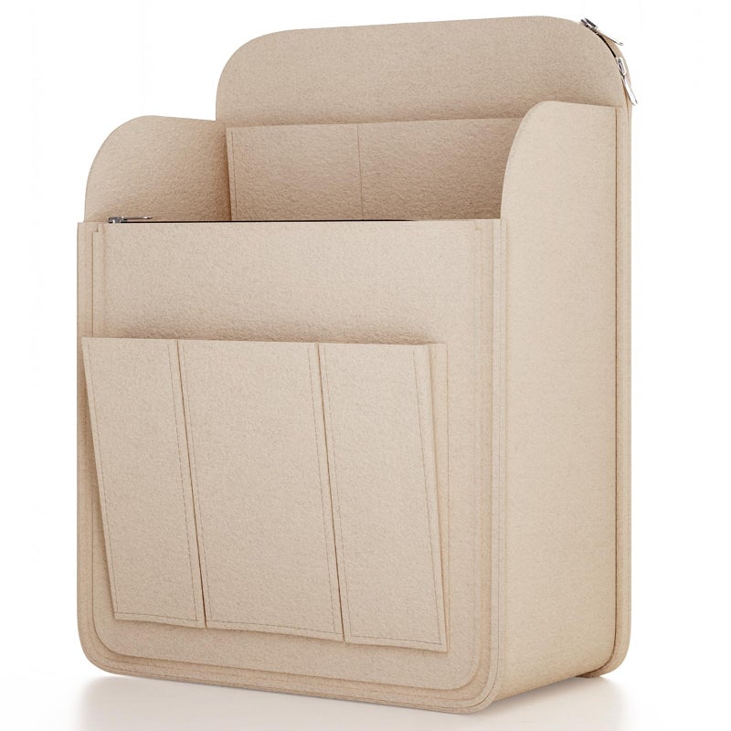 APSOONSELL APSOONSELL Large Backpack Organizer Insert Felt Bag Organizer with Zipper Backpack Shaper Foldable Tote Organizer for Rucksack Shoulder Bag, Beige, M  - Image 1
