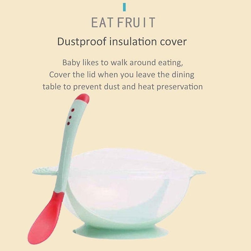 Baby Feeding Set - Green Silicone Bowl with Suction Base, Spoon, and Lid - Image 5