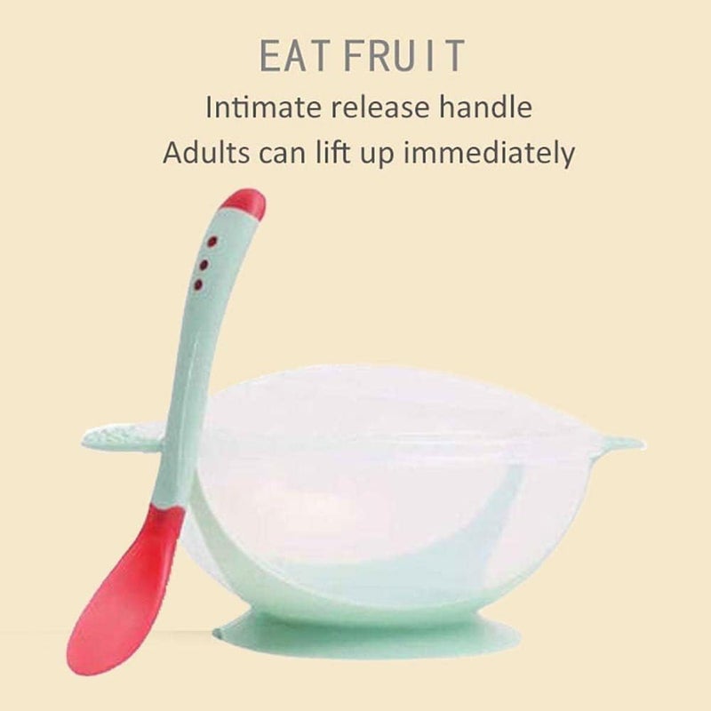 Baby Feeding Set - Green Silicone Bowl with Suction Base, Spoon, and Lid - Image 4