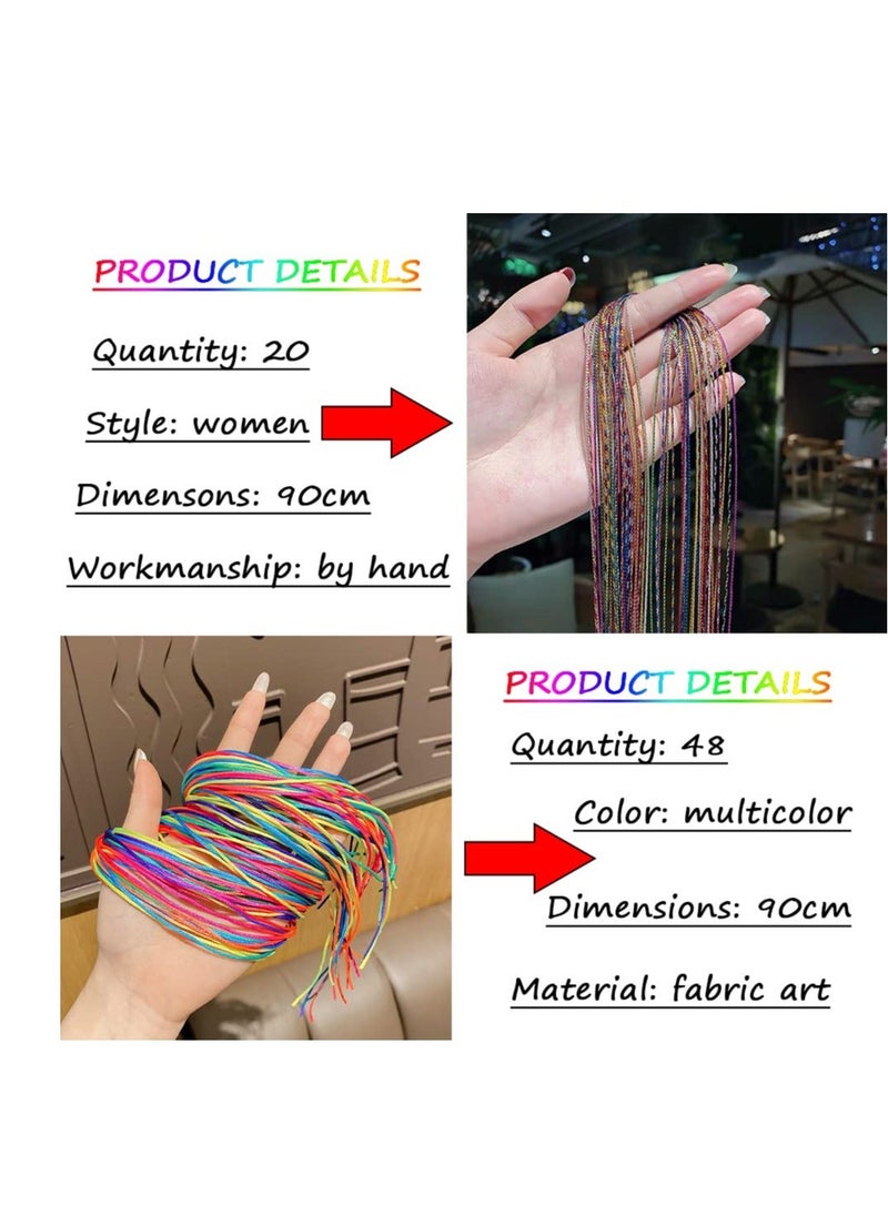 Y&D 68Pcs Colorful Hair Wrap String for Braided Assorted Gradient Color Rope Band, Multi Rainbow Mixed Braiding Strings Hip Hop DIY Accessories  - Image 4