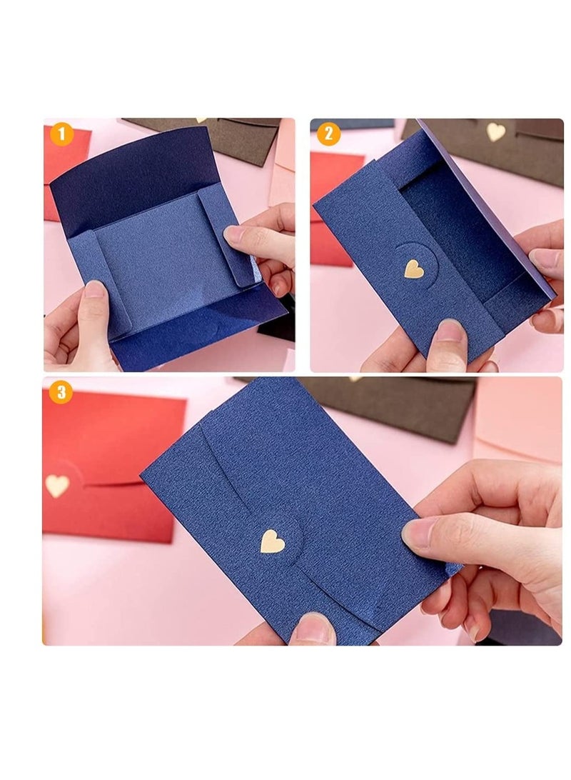 SYOSI Mini Envelopes, 48 Pieces Mini Gift Card Envelopes, Multi Color Mini Envelope, with Heart Clasp, for Invitations, Postcard,Wedding, DIY Gift Cards, Valentine's Day - Image 2