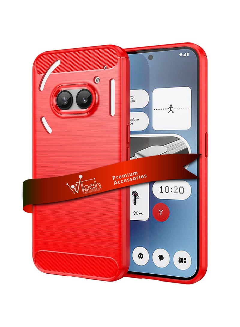 Wtech Nothing Phone (2a) 5G 2024 / Nothing Phone (2a) Plus 5G 2024 Silicone Brushed Texture Protective Case Cover - Red - Image 1