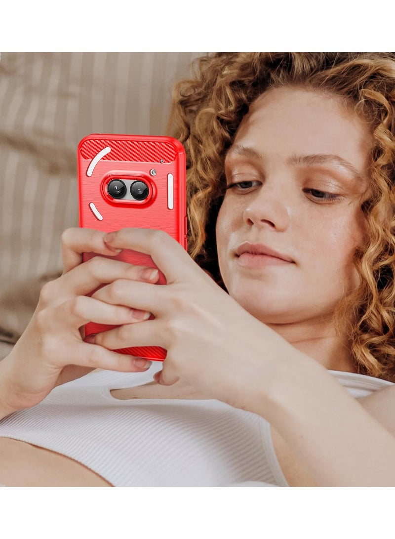 Wtech Nothing Phone (2a) 5G 2024 / Nothing Phone (2a) Plus 5G 2024 Silicone Brushed Texture Protective Case Cover - Red - Image 5