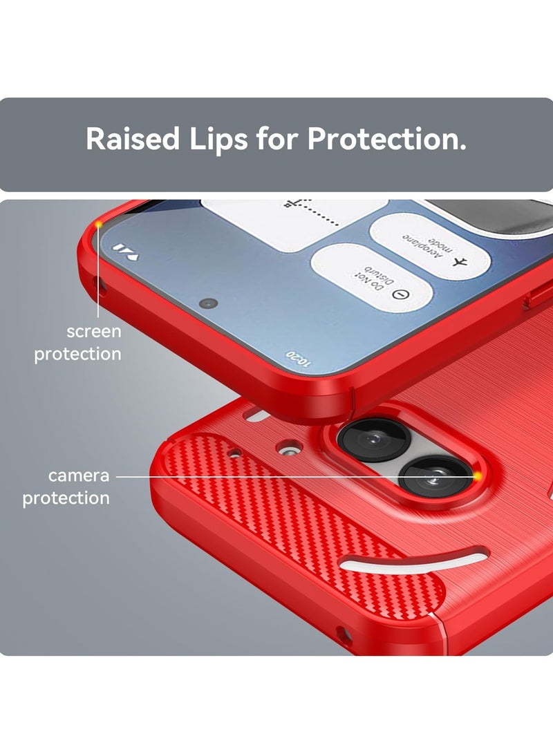 Wtech Nothing Phone (2a) 5G 2024 / Nothing Phone (2a) Plus 5G 2024 Silicone Brushed Texture Protective Case Cover - Red - Image 4