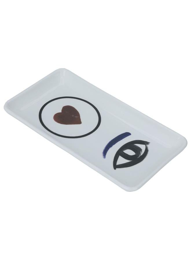 Alsaif Porcelain Serving Plate 22 X 12 X 2 Cm Rectangular Heart Pattern White - Image 2