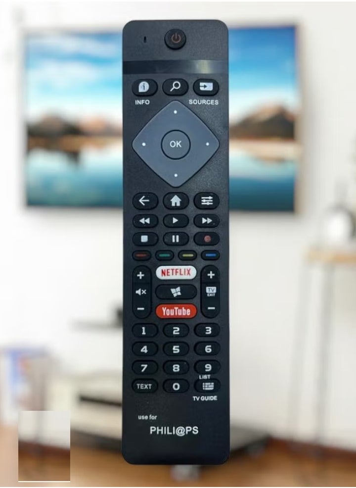 Smart TV Remote | Replacement Remote Control for Philips Smart LCD LED TVs – Full Functionality, Easy Setup, Compatible with All Philips Smart TV Models (Black) – Convenient, User-Friendly Remote for Seamless TV Control - Image 1
