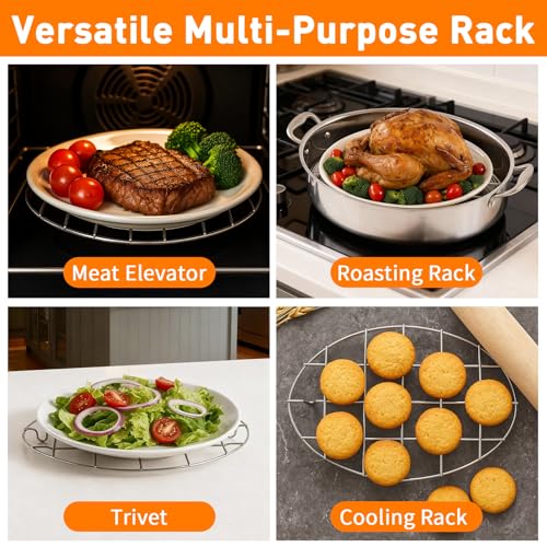 TamBee Cooking Oval 9.8 Inch Cookie Cooling Rack 304 Stainless Steel Cooling Racks Cookware 0.8 Inch heigh thick version 1PC - Image 5