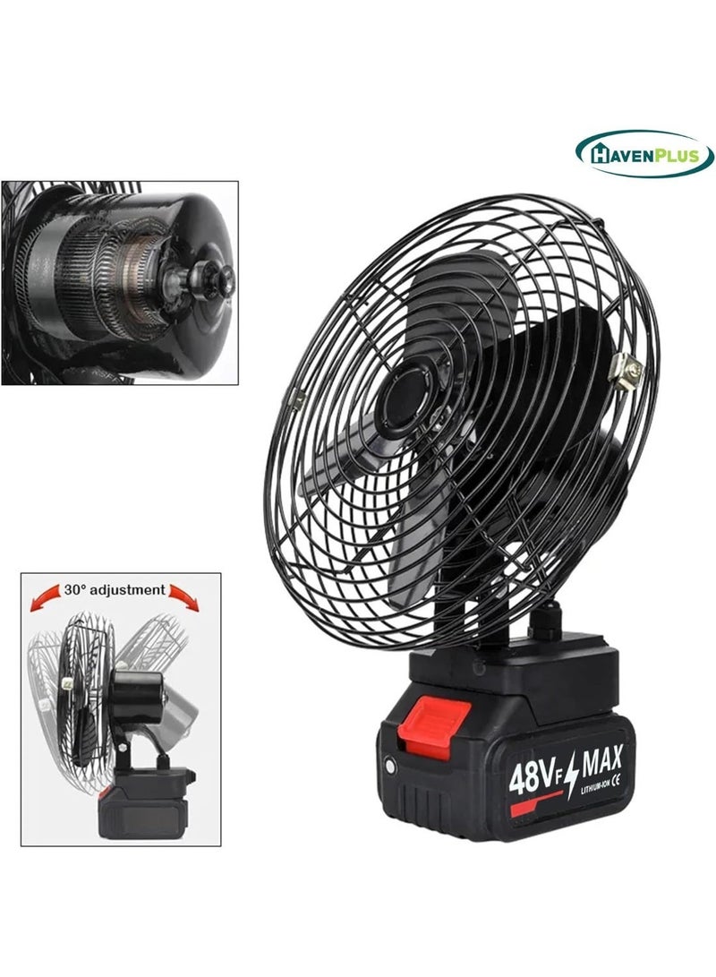هافن بلس Portable Camping Fan, 21V Lithium Battery-Powered, Strong Wind, Low Noise, 48Vf MAX - Image 2