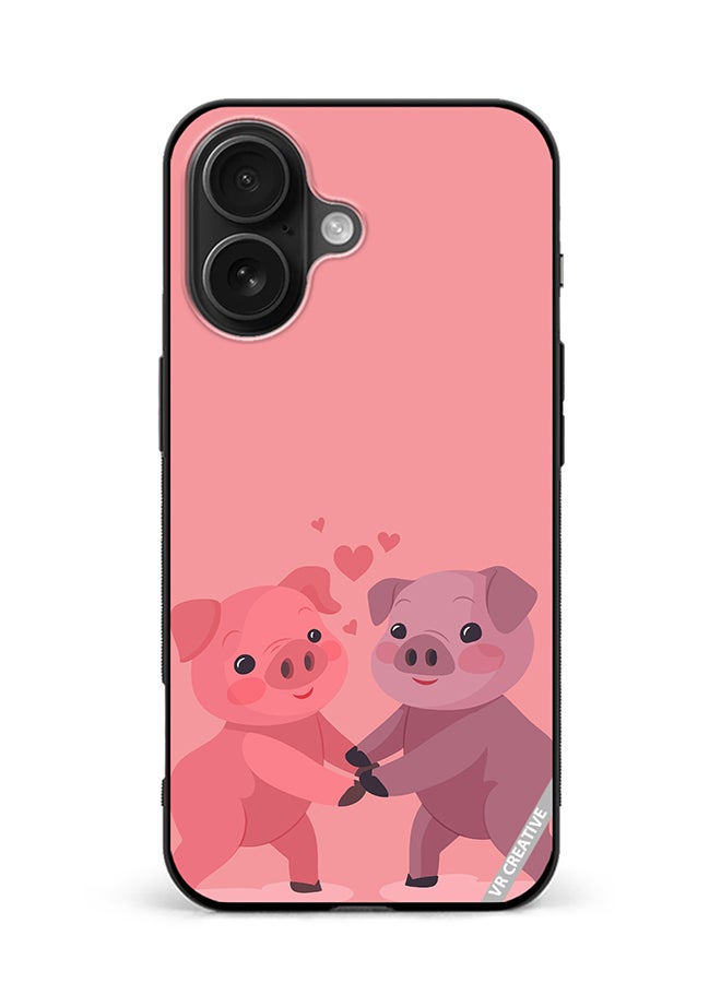 VR CREATIVE Protective Case Cover For Apple iPhone 16 Love Pig Design Multicolour