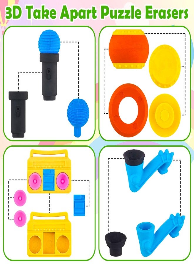 Inn Diary 30 pcs Music Erasers for Kids Desk Pets,3D Take Apart Pencil Erasers Puzzle Erasers Classroom Prizes for Kids Class Treasure Box,Game Rewards,Party Favors - Image 2