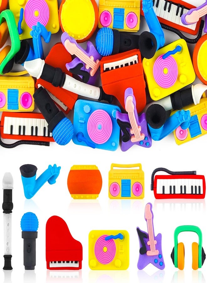 Inn Diary 30 pcs Music Erasers for Kids Desk Pets,3D Take Apart Pencil Erasers Puzzle Erasers Classroom Prizes for Kids Class Treasure Box,Game Rewards,Party Favors - Image 1