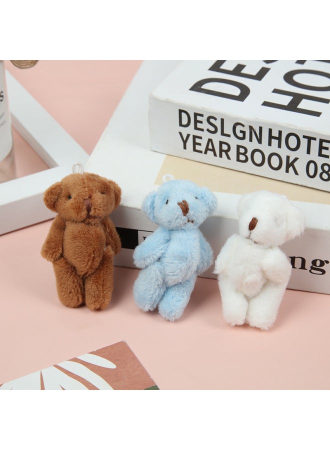 6cm Mini Multicolor Plush Toy Joint Bear Doll Long Hair Teddy Bear Hat Necklace Accessories DIY-Color:Custom Blue-Height:6cm - Image 3