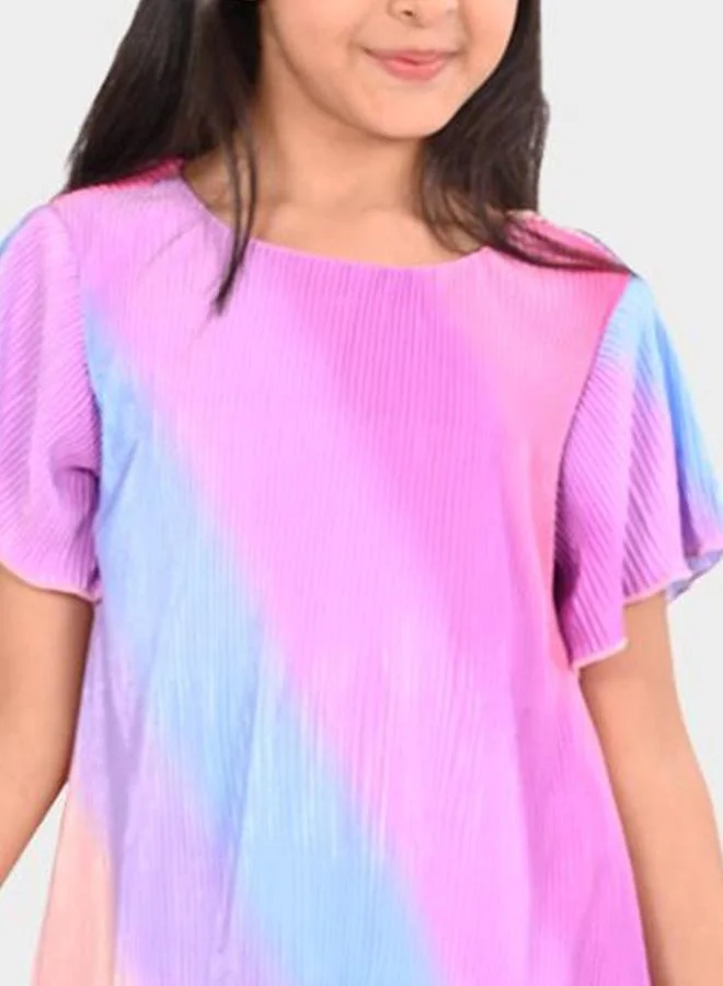 Bonkids Girl's Multicolour 100% Cotton Printed Regular Fit Dress
