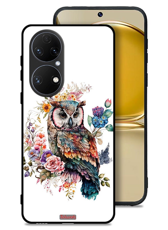 Tolwak Huawei P50 Protective Case Cover Owl Abstract Art - Image 1