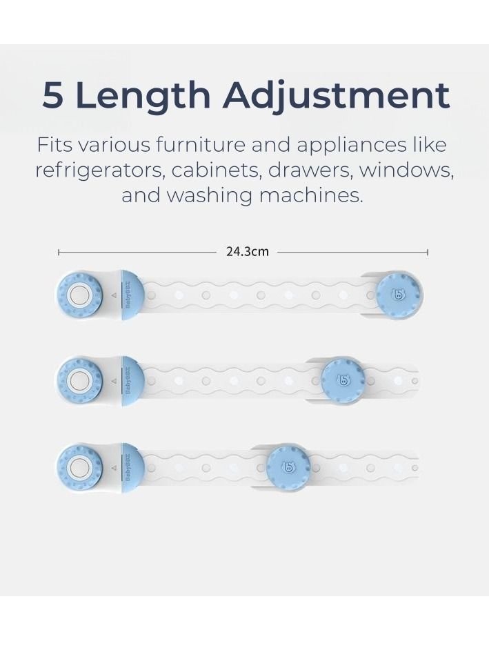 BABYBBZ 3PCS Cabinet Locks for Babies with Password, Adhesive Locks for Fridge Cabinets Length Adjustable - Image 5