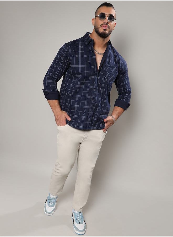 Instafab Plus - Plus Graph Checked Slim Fit Shirt by Styli - Image 1