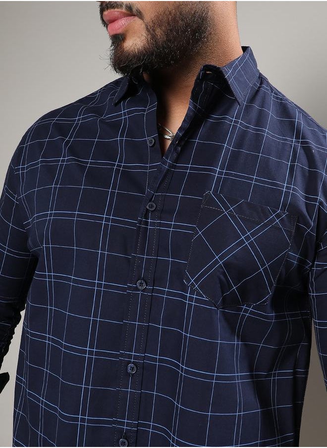 Instafab Plus - Plus Graph Checked Slim Fit Shirt by Styli - Image 1
