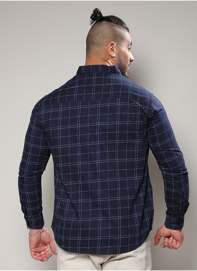 Instafab Plus - Plus Graph Checked Slim Fit Shirt by Styli - Image 1