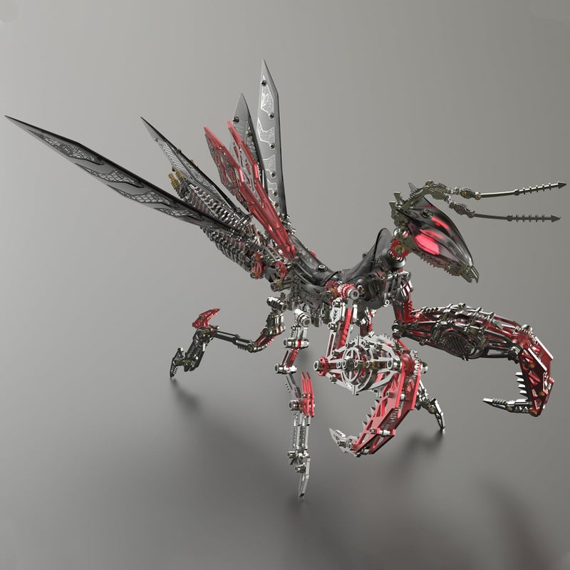 Metalkitor 3D Metal Puzzles for Adults Giant Mantis Model Kit Steampunk DIY Ornament Assembly Jigsaw Crafts Brain Teaser Perfect Room Decor and Gift Choice1200PCS Black Red Black Red - Image 3