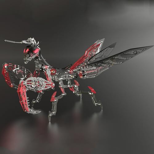 Metalkitor 3D Metal Puzzles for Adults Giant Mantis Model Kit Steampunk DIY Ornament Assembly Jigsaw Crafts Brain Teaser Perfect Room Decor and Gift Choice1200PCS Black Red Black Red - Image 5