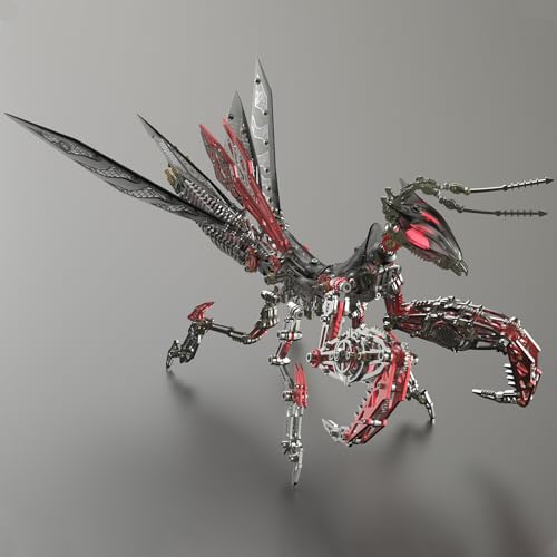 Metalkitor 3D Metal Puzzles for Adults Giant Mantis Model Kit Steampunk DIY Ornament Assembly Jigsaw Crafts Brain Teaser Perfect Room Decor and Gift Choice1200PCS Black Red Black Red - Image 1