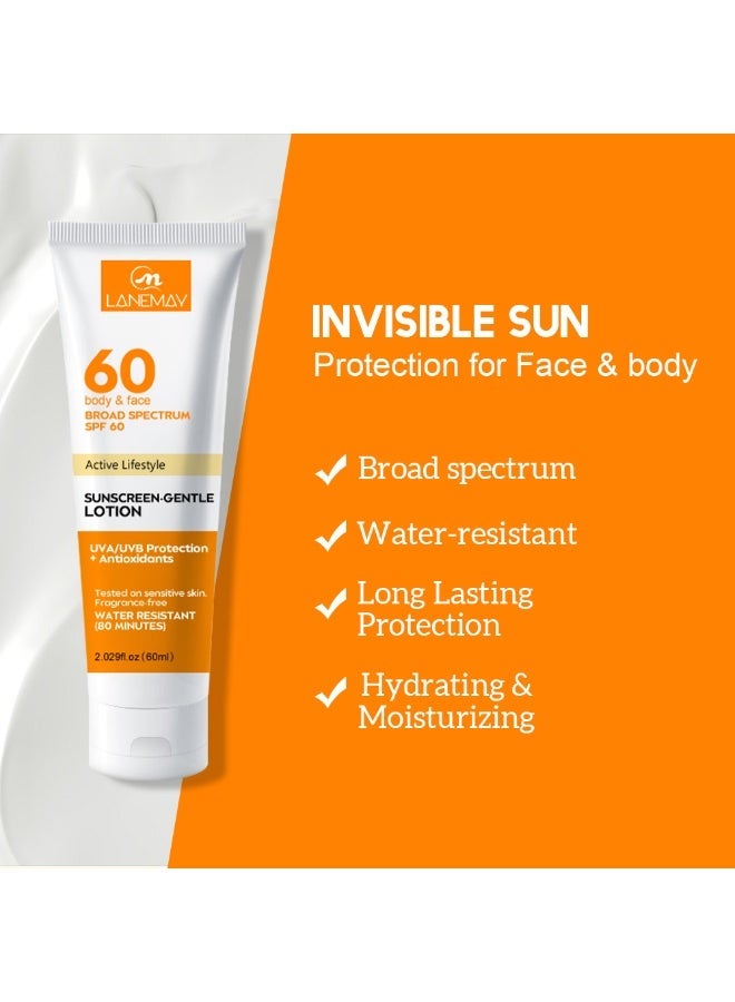 لينماي كريم واقي من الشمس بعامل حماية SPF 60+ - مرطب ومغذي للبشرة الجافة، يحمي من حروق الشمس والبقع الداكنة ويقلل الخطوط الدقيقة والتجاعيد - خفيف وغير دهني 60 مل - Image 5