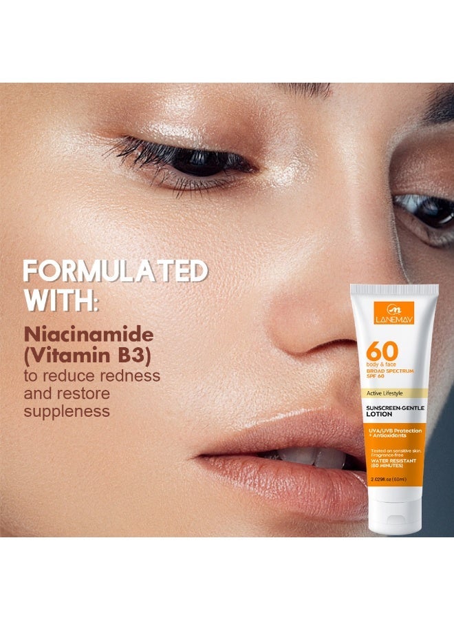 لينماي كريم واقي من الشمس بعامل حماية SPF 60+ - مرطب ومغذي للبشرة الجافة، يحمي من حروق الشمس والبقع الداكنة ويقلل الخطوط الدقيقة والتجاعيد - خفيف وغير دهني 60 مل - Image 4