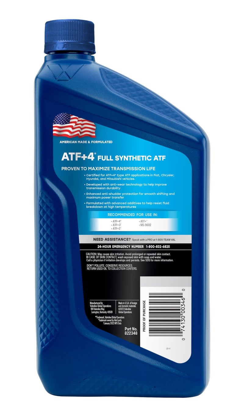 Valvoline ATF +4 Full Synthetic Automatic Transmission Fluid 1 QT, Case of 6 - Image 3