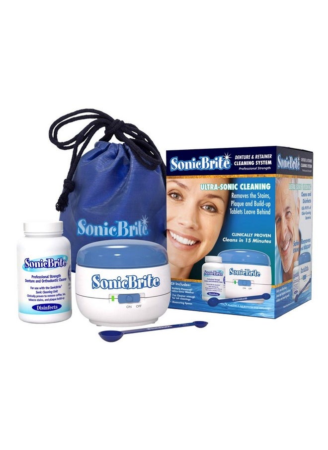 SonicBrite Denture / Retainer Cleaning Kit - Clean Any Removable Dental Device With A Powerful Sonic Bath - Cleaner For Night & Mouth Guards, Aligners & More - Powerful Cleaning System  - Image 1