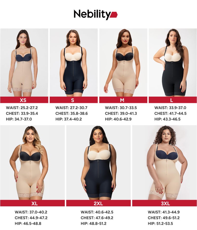 Nebility Fajas Colombianas Bodysuit Shapewear for Women Tummy Control Body Shaper Postpartum Butt Lifter with Zipper(Black, Large) - Image 5