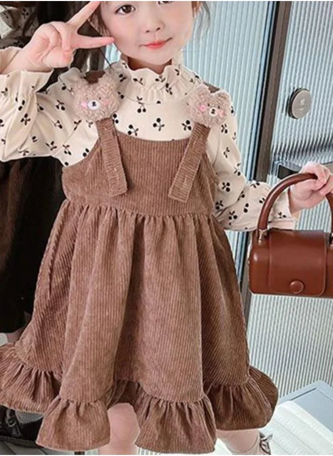 YUNIQEE Brown A-Line Crew Neck Printed Dress