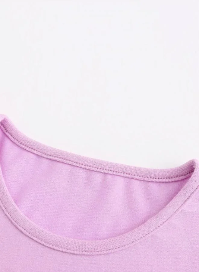 YUNIQEE Purple Printed Short Sleeve Crew Neck T-Shirt