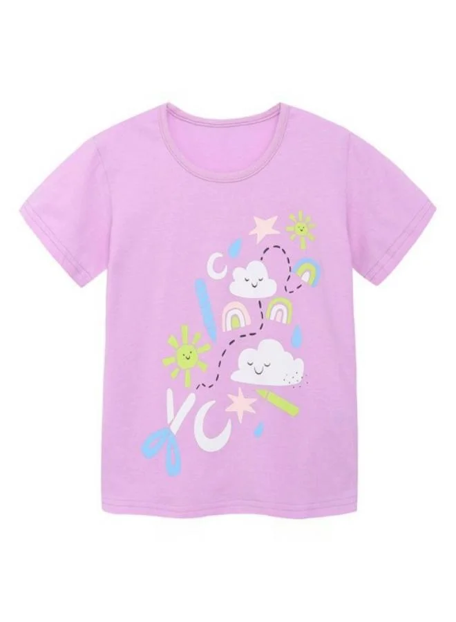 YUNIQEE Purple Printed Short Sleeve Crew Neck T-Shirt