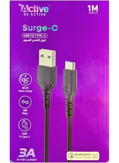 Active Pd Surge C94 Type C To Lightning Usb Cable 2 Meter Length Black  - Image 1