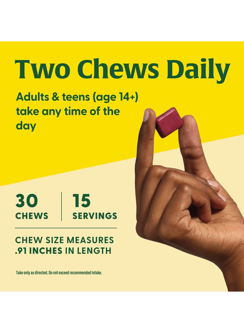 MegaFood Relax + Calm Magnesium CITRATE / MALATE,INDIVIDUALLY WRAPPED SOFT CHEWS STRAWBERRY FLAVOR WITH OTHER NATURAL FLAVORS, Dietary Supplement 30 Chews / 15 Servings - Image 5