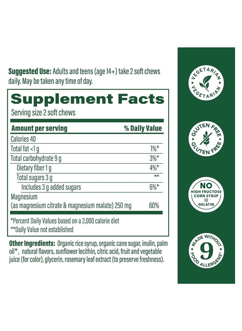 MegaFood - MegaFood Relax + Calm Magnesium Supplement - Soft Chews with Magnesium Citrate & Magnesium Malate for Heart Health, Muscle Tension & More - Vegetarian - Grape-Flavor - 60 Chews per pack (30 Servings) - Image 1