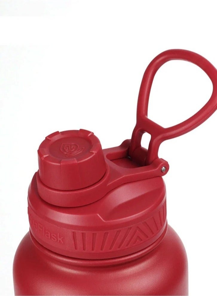 AquaFlask زجاجة ماء 40 أونصة / 1.18 لتر مع غطاء فوهة معزولة بالفراغ من الفولاذ المقاوم للصدأ (أحمر 40 أونصة / 1.18 لتر) - Image 4