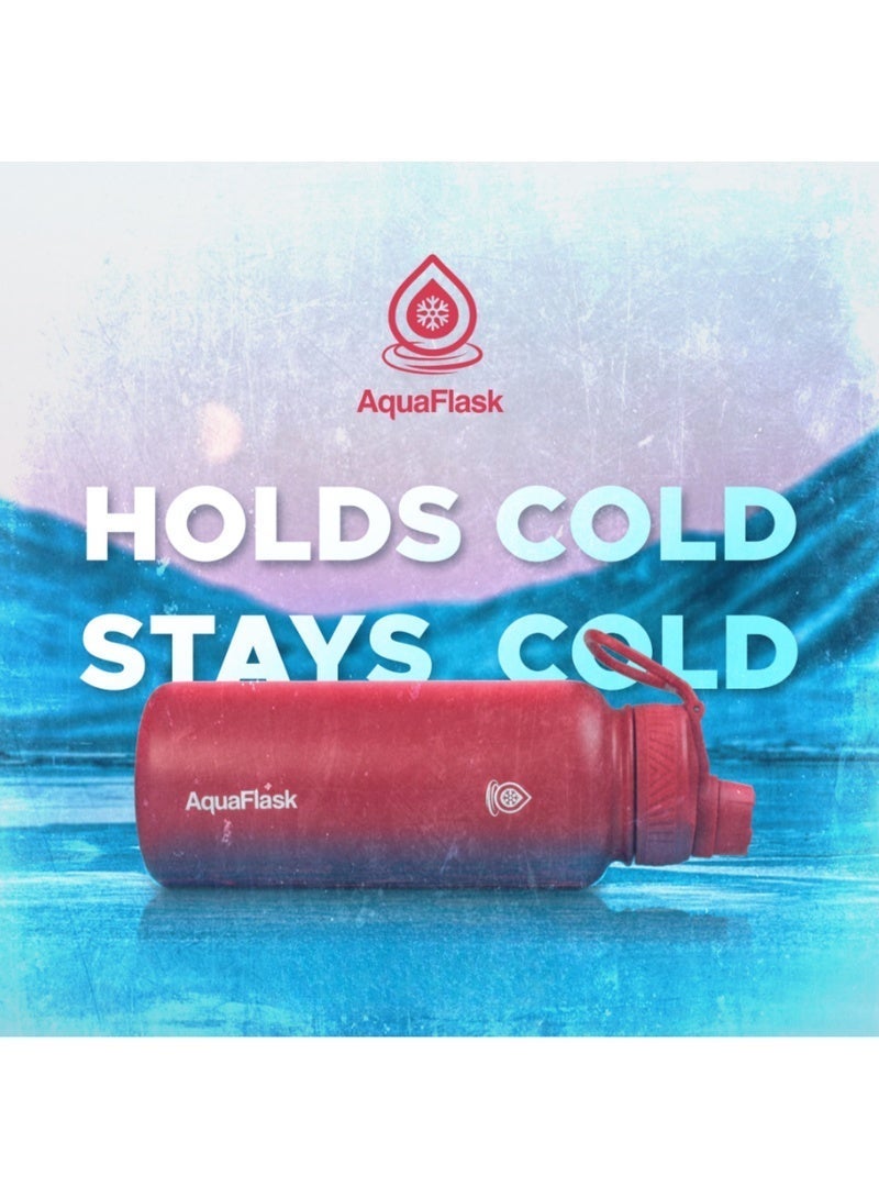 AquaFlask زجاجة ماء 40 أونصة / 1.18 لتر مع غطاء فوهة معزولة بالفراغ من الفولاذ المقاوم للصدأ (أحمر 40 أونصة / 1.18 لتر) - Image 5