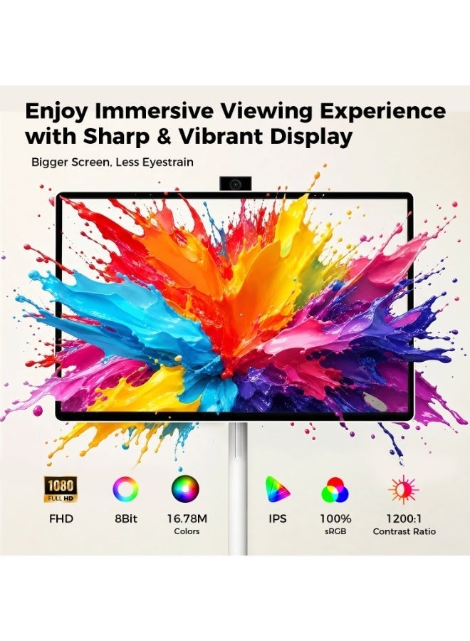 VLH H01J 27" Portable Smart TV with Android 15, 1080P Movable Touch Screen Monitor, EDLA-Certified, 6GB +128GB, 27,000mAh Battery, Rotatable Screen & Adjustable Height, Wireless Casting, Voice Remote Control - Image 3