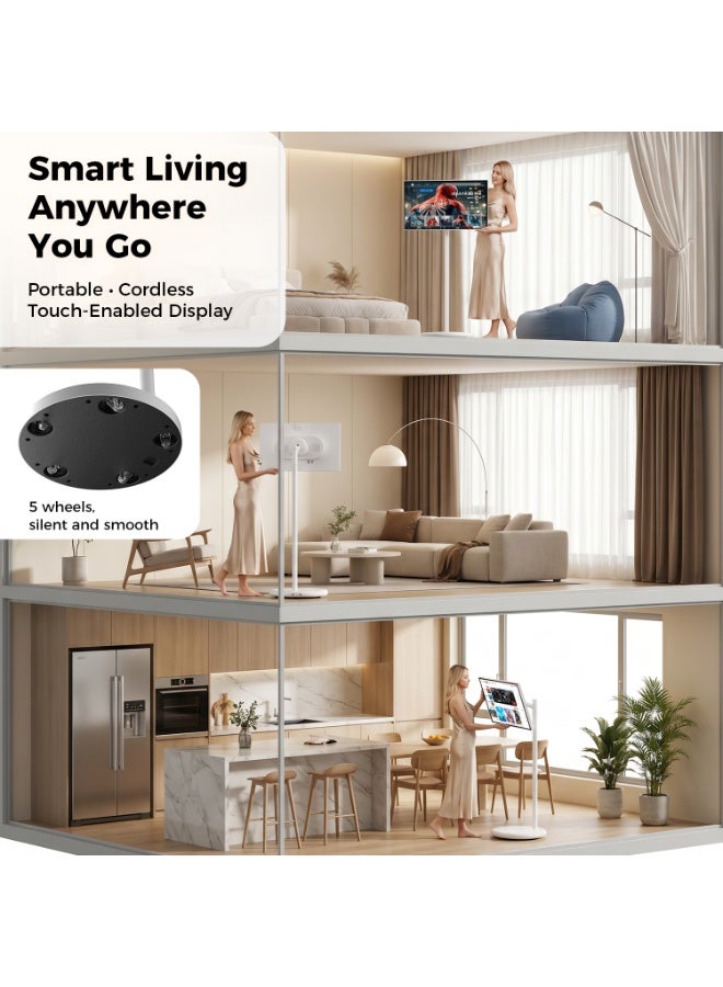 VLH H01J 27" Portable Smart TV with Android 15, 1080P Movable Touch Screen Monitor, EDLA-Certified, 6GB +128GB, 27,000mAh Battery, Rotatable Screen & Adjustable Height, Wireless Casting, Voice Remote Control - Image 4