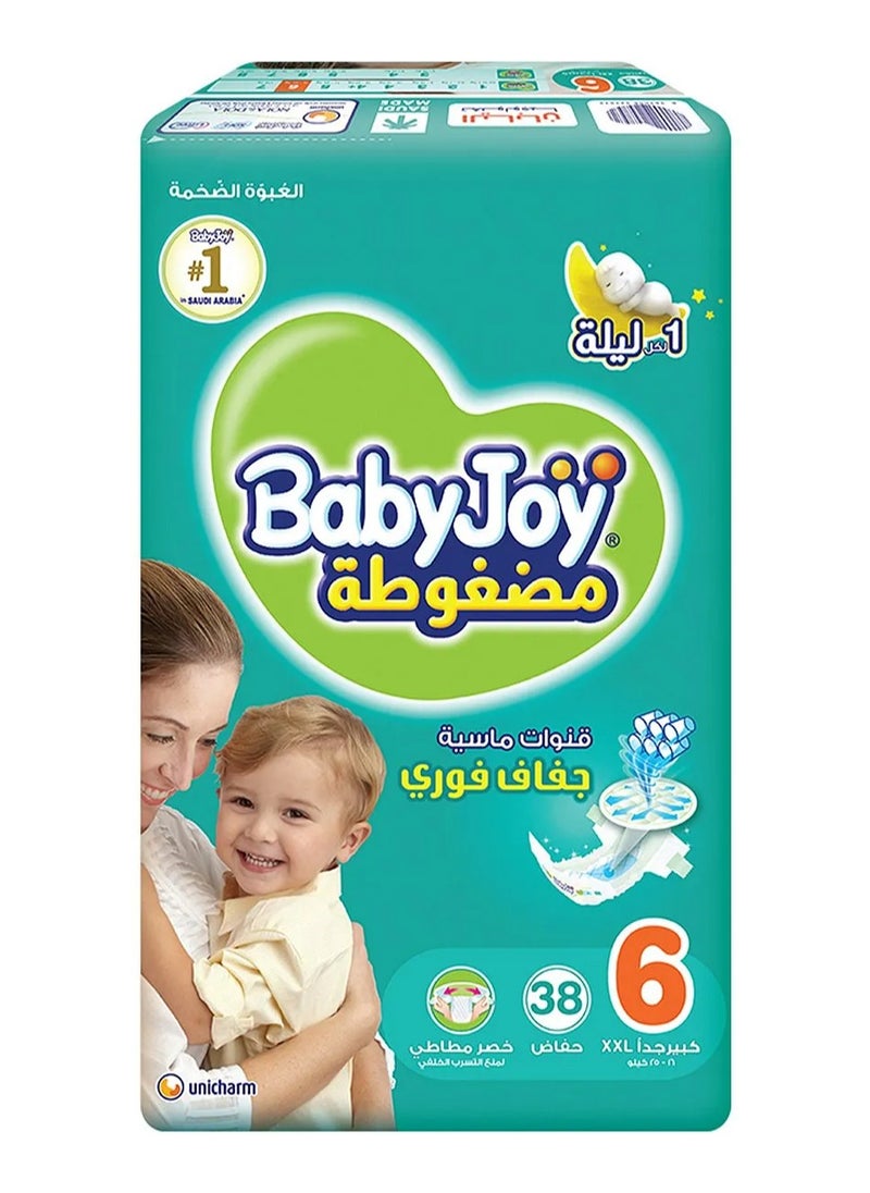Baby Joy BabyJoy Compressed Diamond Pad Diaper, Size 6, Junior XXL, 16-25 Kg, Mega Pack, 38 Tape Style Diapers 