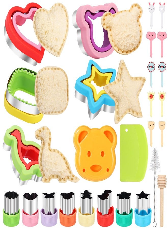CokiArt 27Pcs Sandwich Cutter and Sealer Set，5pcs Bread Sandwich Sealer Decruster Maker,1pcs Bear-Shaped Silicone Mould and 8pcs mini Vegetable Cutters and 12pcs Ancillary Accessories - Image 1