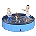CACSPS 63 x 12 Foldable Dog Pool Collapsible Hard Plastic Kiddie Pool for Dogs Kids NonSlip Pet Bath Tub for Outdoor Backyard Use Lightweight Portable Blue - Image 3