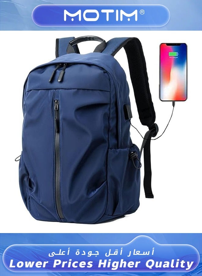 Motim Travel Laptop Backpack Blue Business Anti Theft Backpack with USB Charging Port Water Resistant College School Bag Gifts for Men & Women Fits 14 Inch Notebook Computer Bag  - Image 1