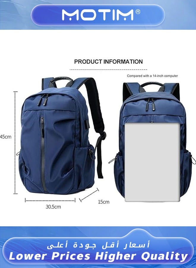 Motim Travel Laptop Backpack Blue Business Anti Theft Backpack with USB Charging Port Water Resistant College School Bag Gifts for Men & Women Fits 14 Inch Notebook Computer Bag  - Image 3