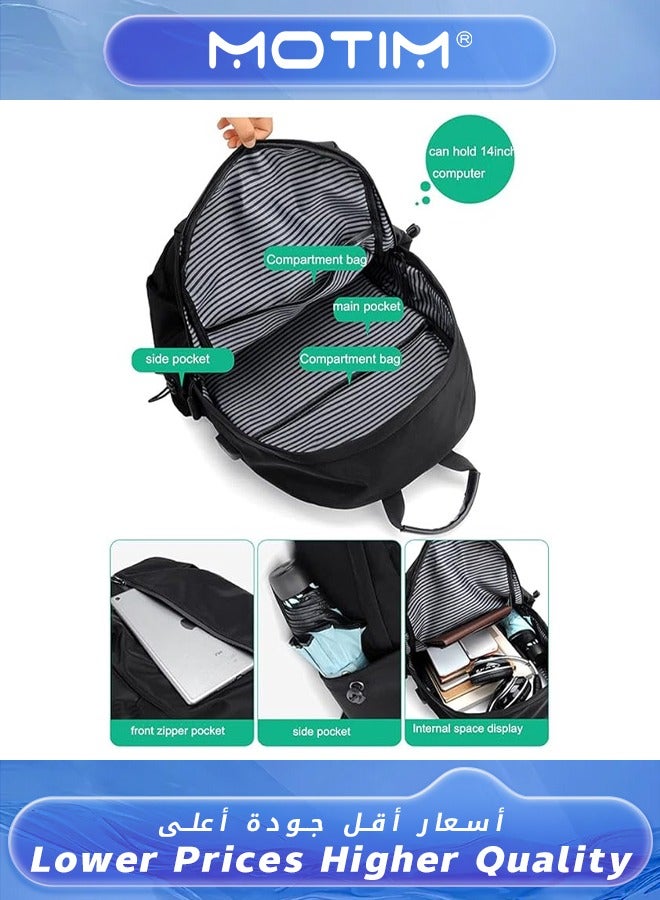 Motim Travel Laptop Backpack Blue Business Anti Theft Backpack with USB Charging Port Water Resistant College School Bag Gifts for Men & Women Fits 14 Inch Notebook Computer Bag  - Image 4