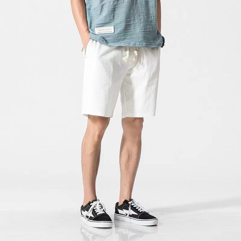 Summer Cotton Linen Shorts for Men Casual Large Size dark green  - Image 5
