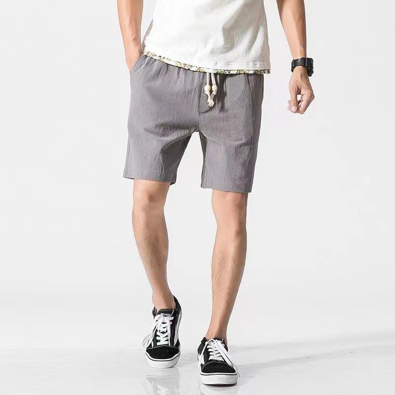 Summer Cotton Linen Shorts for Men Casual Large Size dark green  - Image 3
