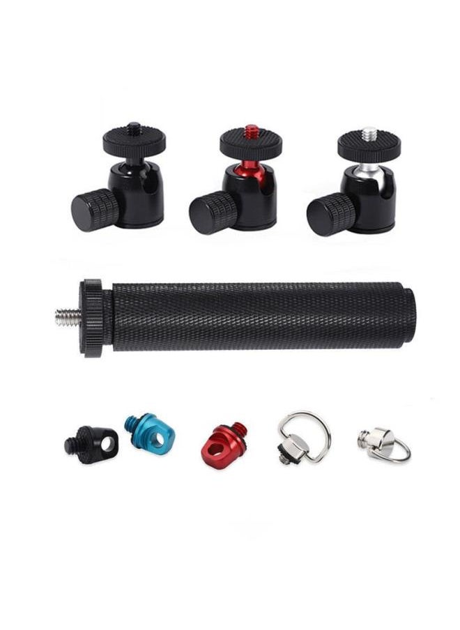 Metal Handle Universal PTZ Photography Bracket Camera Fill Light Camera Handheld External Shooting Rod Stabilizer Grip-Color:PTZ-red Ball